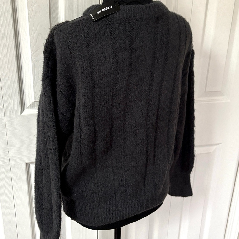 NWT Express Cable Knit Crew Neck Lace Sweater - Picture 5 of 14
